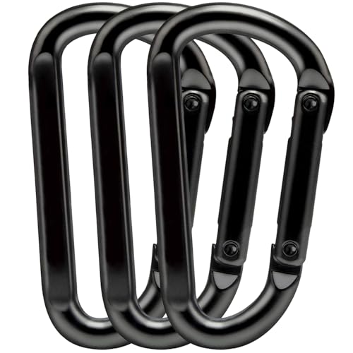 Image of EZYA Heavy Duty Carabiner Clips, 860lbs - 3 inch Iron Carabiners for Keys, Gym, Camping, Hiking Accessories - D-Ring Keychain Hooks for Hammocks, Backpacks, Outdoor Gear