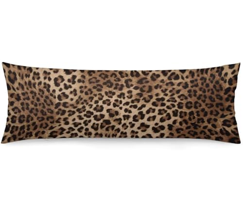 CLAPSOREI Brown Leopard Body Pillow Cover 20x54 Inch Black Cheetah Skin Wild Animal Print Body Pillowcase Rectangle Long Decorative Pillow Case Soft Cushion Throw Pillow Covers for Bed Couch