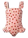 JiAmy Mädchen Einteiler Badeanzug Niedlicher Schwimmanzug für Kinder Rüschen-Trägern Schnell Trocknendes UV-Schutz-Outfit für Kleinkinder Mädchen 1-6 Jahren