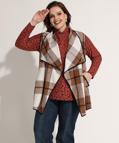 RITERA Vest For Women Plus Size Sweaters Oversized Plaid Cardigan Fall Outfits Checkered Jacket Casual Tops Shirts3