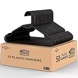 Sehloran Plastic Hangers 50 Pack,Space Saving Notched Hangers, Space Saving Slim Hangers, Heavy Duty