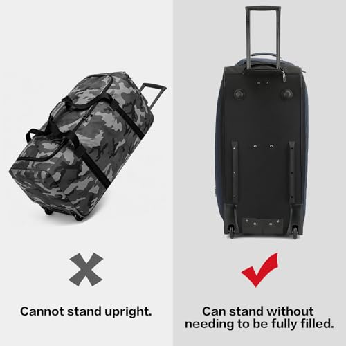 Image of Large Rolling Duffle Bag with Wheels and Handle 85L 29 inch Travel Duffel Bag for Men Women with Shoe Compartment & Wet Pocket, 2 Wheeled Checked Luggage for Business Travel Long Trips, Blue