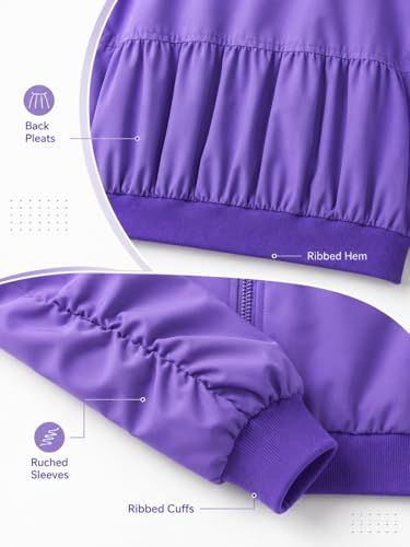 Image of WELAKEN Lightweight Multiple Pockets Zip Up Bomber Jacket for Girls Toddler & Kids II Little Girl's Casual Flight Crop Jacket