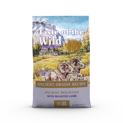 Taste of the Wild with Ancient Grains Ancient Mountain Canine Recipe with Roasted Lamb Dry Dog Food, Made with High Protein from Real Lamb and Guaranteed Nutrients and Probiotics 14lb
