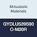 Mitsubishi Materials GYDLUS20S90C-M20R Series GY Modular Type Internal Grooving Holder with Right Hand M20 Modular Blade, Left Hand, 90? Angle, 2.000" Neck, 1.250" Height, 1.250" Width, 10.000" Length