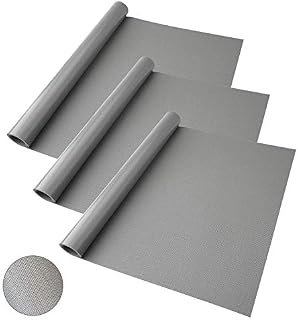ZB ZealBoom 3 Packs Kitchen Non-Slip Mat EVA Shelves Cabinets Drawer Mat Cut to Size Waterproof Fridge Mats Anti-Mould Drawer Liner Pads DIY Mats 45 cm x 150 cm Grey