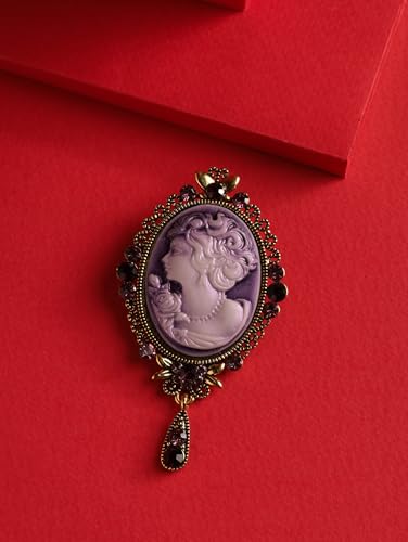 Image of MINACHI Vintage Victorian Design Queen's Cameo Antique Wedding Brooch Pin, Jewelry Gift for Women