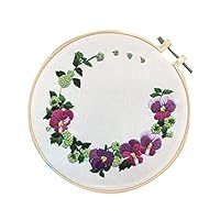Kit De Broderie En Forme De Cerceau De Fleurs Pour Débutants, Kit De Broderie à Faire Soi-même Avec Manuel D'instructions (français Non Garanti), Fils De Couleur Et Outils. (C