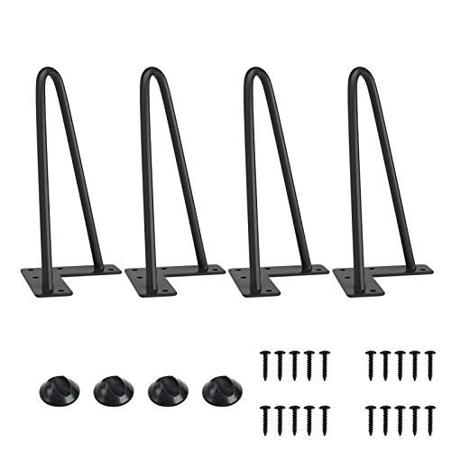 Image of JGS Iron Legs for Table of 4 Hairpin Legs for Furniture Office Metal Desk Legs Heavy Duty Table Legs Industry Work Set Table Height Extender Metal Legs for & Coffee Table (Black 8 Inch)