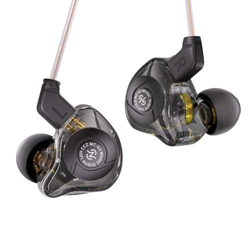 CCZ MC02 In Ear Monitors, In Ear Headphones Wired 10mm Dual Magnetic DD, Gaming Earbuds Noise Cancelling, IEM Earphones Deep Bass, Gaming Earphone, Wired Earbuds for PC