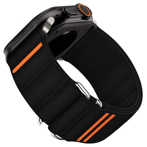 Suitisbest Sport Bands Compatible with Apple Watch Ultra Band 49mm 46mm 45mm 44mm 42mm Men Women Stretchy Nylon Sport Loop Strap with S-Hook for iWatch Series 10 Ultra SE 9 8 7 6 5 4 3 Black