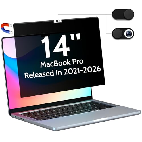 Peslv Magnetic Privacy Screen for MacBook Pro 14 Inch (2021-2026, M1, M2, M3, M4, M5), Removable Matte Blue Light Glare Filter for Mac Pro 14.2' Laptop Computer