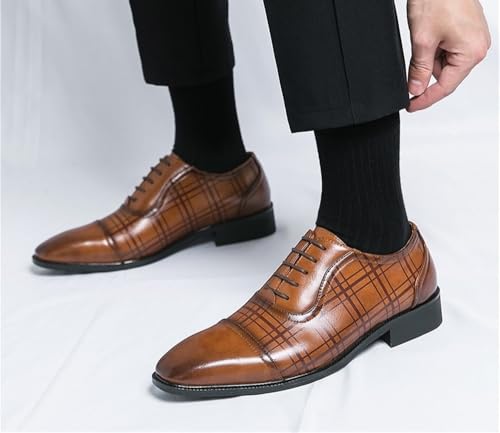 Mens Lace up Classic Wingtip Dress Shoes Brogue Leather Oxford Business Formal Office Work Shoes2