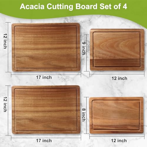 Tablas de cortar de madera Acacia, set de 4, con mango y ranura miniatura 2
