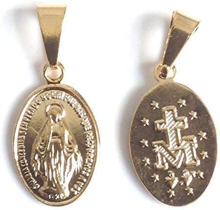 Cross Necklace 18k Gold Plated Miraculous Medal 18 Inches Chain Medalla Virgen de la Milagrosa - Image 8