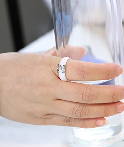 Lxbqysto Ceramic Wedding Band Ring For Women Simple Criss Cross Stackable Rings thumb #3