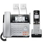 AT&T TL86103 2-Line Corded/Cordless Phone System for Small Business with Answering Machine, Connect-to-Cell Bluetooth, Caller ID, Intercom, Long Range & Expandable to 12 Handsets (Silver/Black)
