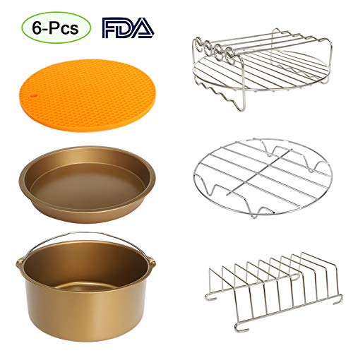 8 Inch XL Air Fryer Accessories 6Pcs Compatible with Phillips Cozyna and Secura
