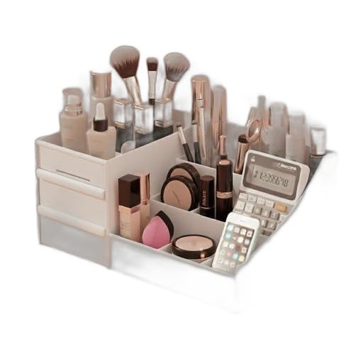 Makeup Desk Organizer with Drawers, Multipurpose Cosmetic Organizer Boxx for Skin Carre Organizer (White, Pack of 1 Piece) |PAR-P2007-image-42