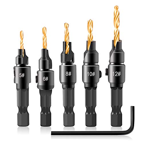Countersink Drill Bits，Quick Change Hex Shank Screw,1/4 inch Hex Shank,Power Tools Accessories