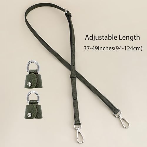 Image of Bag Leather Strap Replacement Crossbody Shoulder Straps for Xs MINI Pouch, No Damage Conversion Kits Accessories (MINI-Forest Green-Silver)