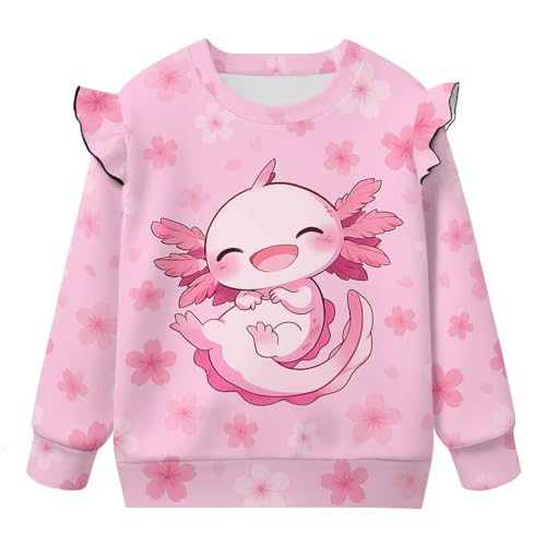 Cute Sweatshirt Toddler Axolotl Hoodie Ruffle Long Sleeve Shirt for Girls 1-8T Fall Clothes Pullover Tee Tops4