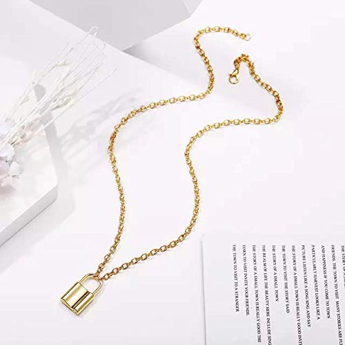 Lock Pendant Necklace for Women Silver Tone Stainless Steel
