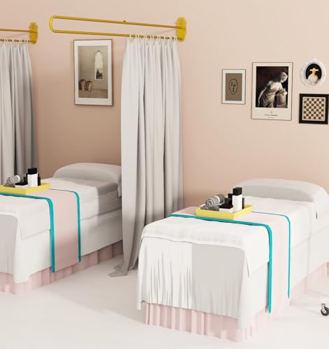 Image of U-Shape Privacy Partition Curtains, Wall-Mounted Room Divider with Metal Support, 6.56ft Medical Curtain for Bedroom, Beauty Salon, Fitting Room, DIY Setup