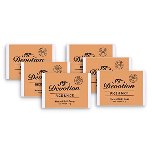 Image of Devotion Rice & Nice Natural Bath Soap - Pack of 6 | 75g Each | Moisturizing, Natural Ingredients for Soft Skin