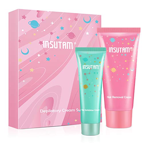 Hair Removal Cream Suit- 60ml Painless Hair Depilatory Cream and 30g Non-Irritating Hair Growth Inhibitor Cream, Friendly Flawless for All Skin Type