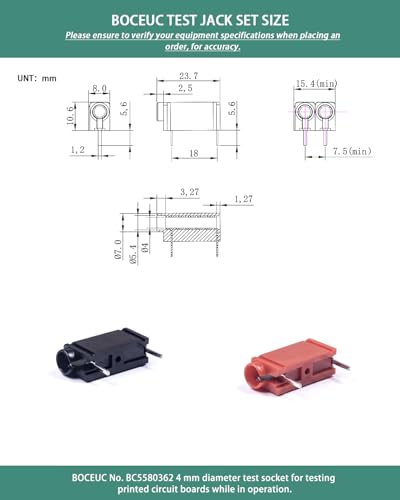 Image of 4mm Test Jack, Horizontal Straight PCB 4mm Banana Female Jack Test Socket Red + Black