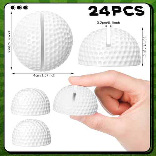 Image of Leinuosen 24 Pcs Resin Golf Base Centerpieces Place Card Holder Half Golf Ball Shaped Table Number Holder Name Place Photo Stand for Office Menu Events Wedding Party
