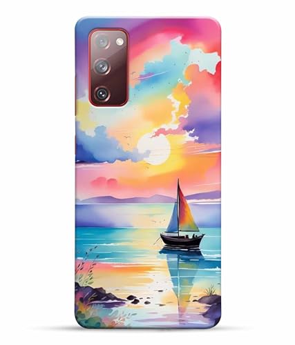 Image of Printed Hard Back Case Cover & Compatible for Samsung Galaxy S20 FE 5G / Samsung S20 FE 5G | Vector Ship Nature Art (Multicolor) - D1209