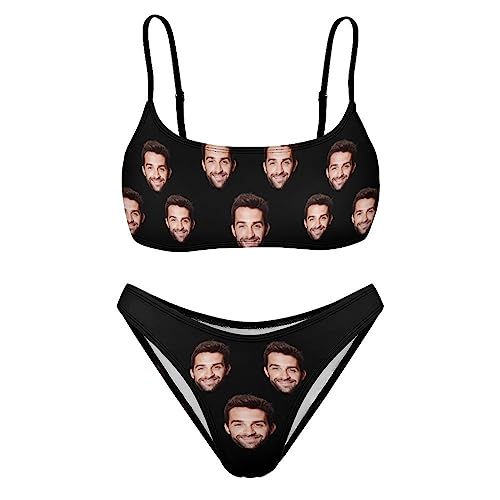 DIYKST Women Swimsuit Stripe Bikini with Face Personalized Bathing Suit (Fashion, Low Rise, V-Neck, Padded, Non-Adjustable Strap, XS-5XL)3