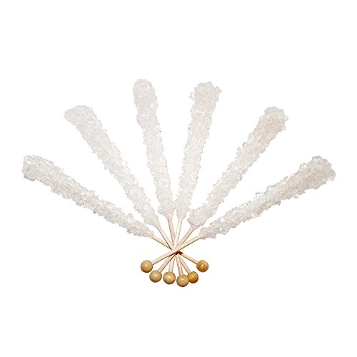 Extra Large Rock Candy Sticks: 12 Original Lollipop - White Rock Candy Sticks - Individually Wrapped - Espeez Rock Candy Sticks for Candy Buffet, Birthdays, Weddings, Receptions and Baby Shower