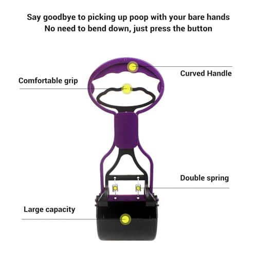 Image of 17.7in Large Pooper Scooper, Long Handle Dog Poop Scooper Pet Waste Cleanup Tool for Medium Large Dogs Grass Gravel Pick Up