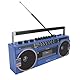 Tragbarer Kassettenspieler-Boombox, Retro-Blueooth-Boombox, AM-FM-SW-Radio-Stereo-Kassettenspieler mit Großem Lautsprecher und Kopfhöreranschluss, USB-Anschluss, (Blue)