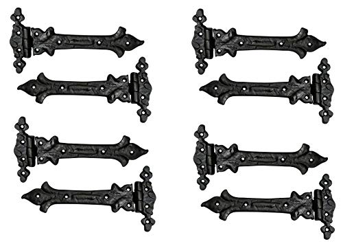 Image of Adonai Hardware Adonijah Antique Cast Iron Strap T Hinge (7.9 inch x 8 Pack, Beeswax Living Finish) for Barn Doors, Gates, Kitchen Cabinets, Sheds, Wooden Box, Furniture, Cedar Chest and Trunks