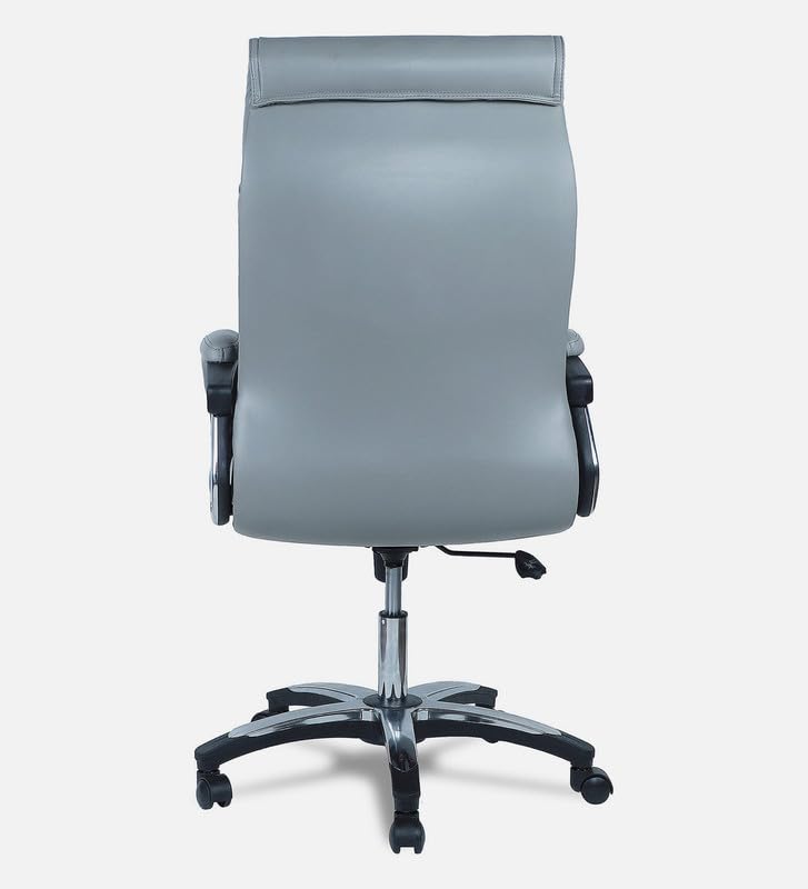 Image of High - Back Leatherette Office Chair | Height Adjustable & Revolving Chair | Executive & Director Chair | Nylon & Wheel Base Top Office Chair in Grey Color - (111011266)