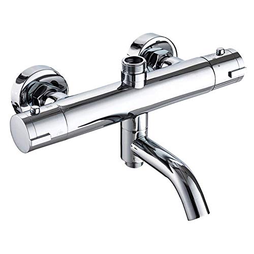 Preisvergleich Produktbild FCX-THERMO Wannenarmatur Wandmischbatterie mit Thermostatvenil Brausethermostat Duschthermostat Thermostat Duschset Duscharmatur (Rund)