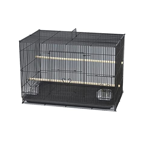 Image of 2 Feet Birds Cage, Big House for Parrot, Budgies Budgies, Parakeets, Rabbit and Small Pets with 2 Feeding Cup and 1 Perch with Secure Lock (Black)