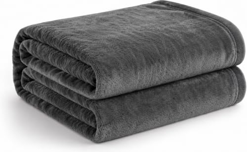 Image of Cotton Bolls Textiles Cozy Plush AC Blanket for Single Bed, Lightweight All Season Blanket, Ultra Soft Blanket for AC Room, Mild Winter, Can Be Used as Bedsheet in Winter, 90x90 Inches, Dark Grey