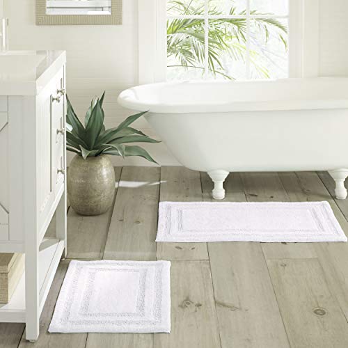 Tommy Bahama - Bathroom Rugs, Cotton Bath Mat, Highly Absorbent, Coastal Inspired Design (Isla White, 2 Piece)
