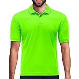 Premium Wear Men's Polo T-Shirts, High Moisture Wicking Dry Fit Performance Athletic Short-Sleeved Polo T-Shirts with Collar for Golf, Tennis, Work, Daily, Casual Safety Green
