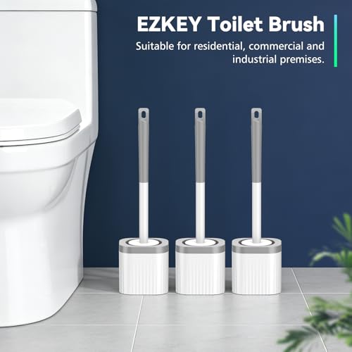 Image of HINMO Bathroom Cleaning Brush with Wiper - Long Handle 180 Rotate Toilet Brush, Tiles Cleaning, Compact Hidden Scrubber Brushes for Bathroom Deep Cleaning, Grey & White 2 in 1 Tile Brush