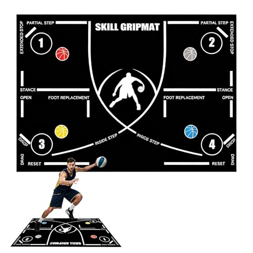 Tapis de football, 60 x 90 cm, tapis de basket-ball, d'entraînement pour enfants/erw, pour le contrôle du ballon et les exercices de pas, antidérapant,...