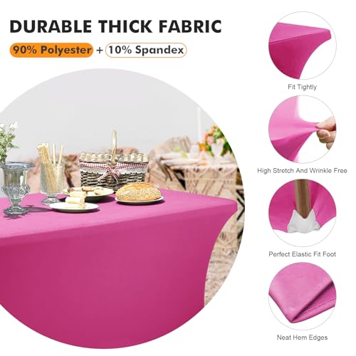 Image of SEPARO 1Pack,6FT Fuchsia Spandex Table Cover Fitted Rectangular Tablecloth Stretchable Tablecloth 6 ft Wrinkle-Free for Party Tradeshows Banquet Weddings Cocktail