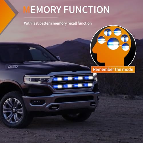 Image of Nilight 8PCS LED Strobe Lights 12V 24V Amber White Sync Feature Ultra Slim | Blue White 12 LED Emergency Hazard Warning Lights Flashing Warning Mini Surface Mount Grille for Car Truck Camper trailer SUV