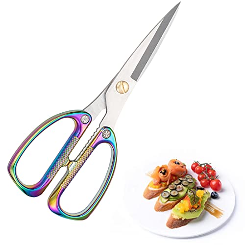 Tijeras Cocina Acero Inoxidable Mango de Acero Inoxidable Multifunción Cook para Carne, Pescado, Pollo ergonómica y Esterilizable Tijeras Ultra Afiladas Apto para lavavajillas multicolor Cover