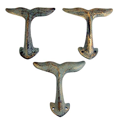 Home Originality Whale Tail Cast Iron Wall Hook 4 3/8 Inch (Set...